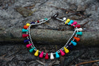 Boho Teardrop Bead Silver Anklet Adjustable Beach Party