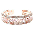 Bold Baguette CZ Spring Bracelet Rose Gold Sparkle Cuff