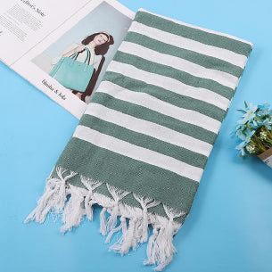 Turkish Cotton Towel 180 GSM Lightweight Peshtemal Beach Towel Striped BandsCo Straps