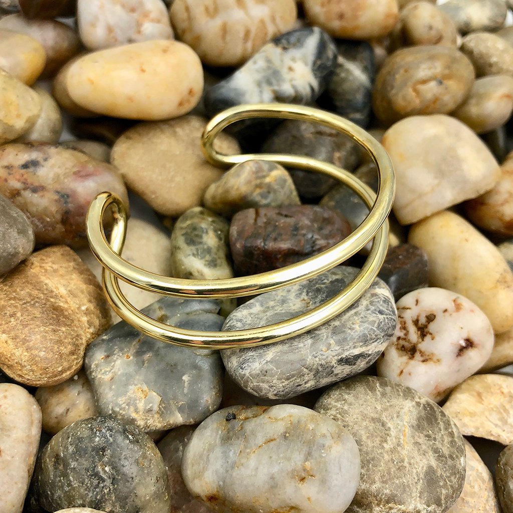 Bombshell Wire Cuff - Adjustable Recycled Brass Arm Cuff, Minimal Artisan BandsCo Straps
