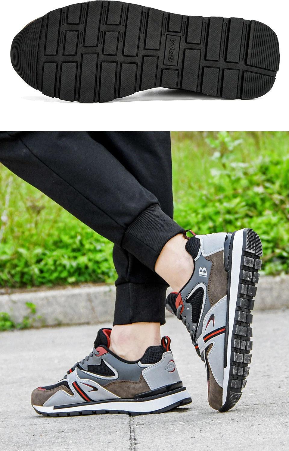 New Luxury Leather Sport Shoes Man Sneakers Running Shoes Men Tennis Male Walking Footwear Trendy Fitness Casual Mens Comfortable Walking Mans Trendy Slip On Sport Sneakers Stevvex