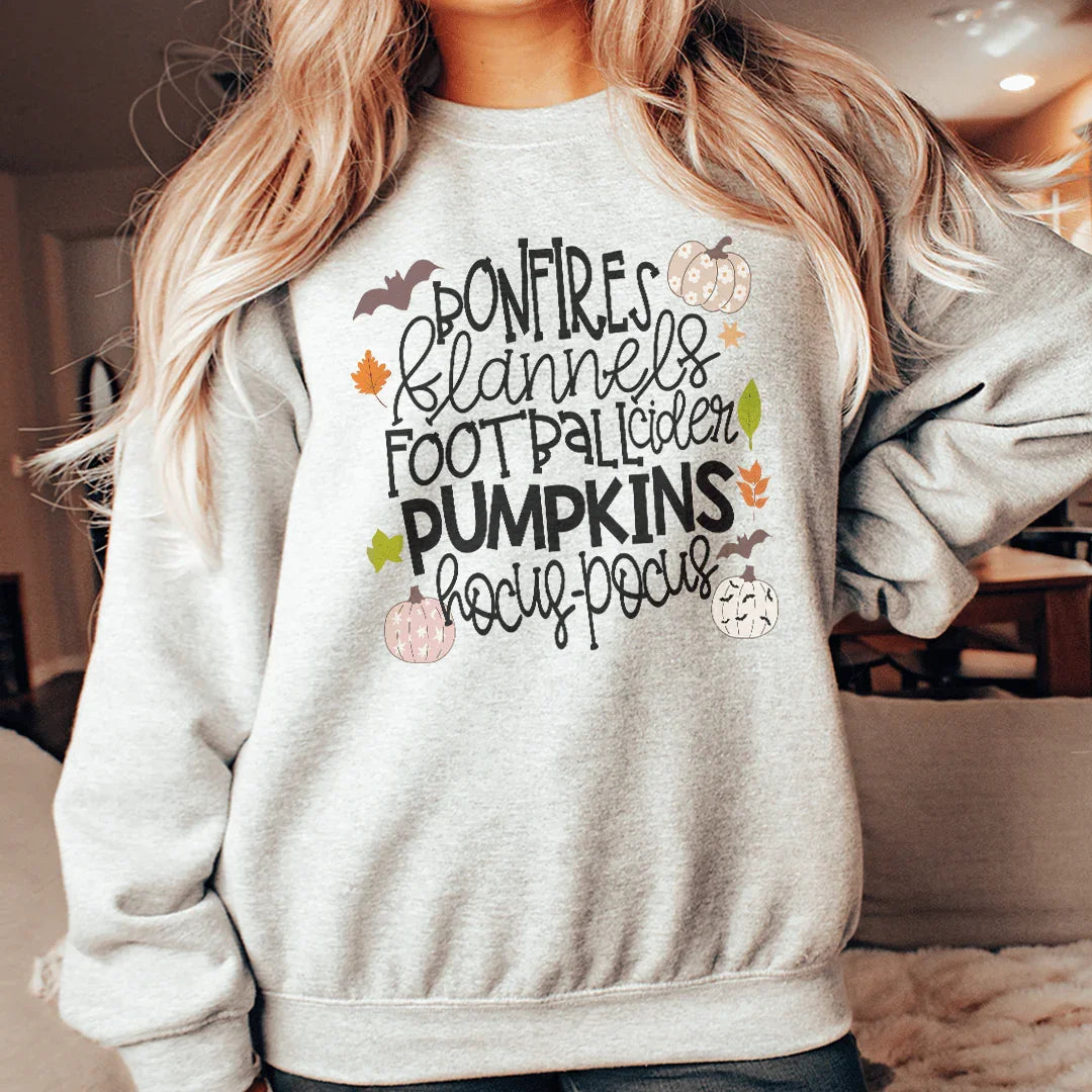 Bonfires Flannels Football Cider Pumpkins Hocus Pocus Sweatshirt Peachy Sunday