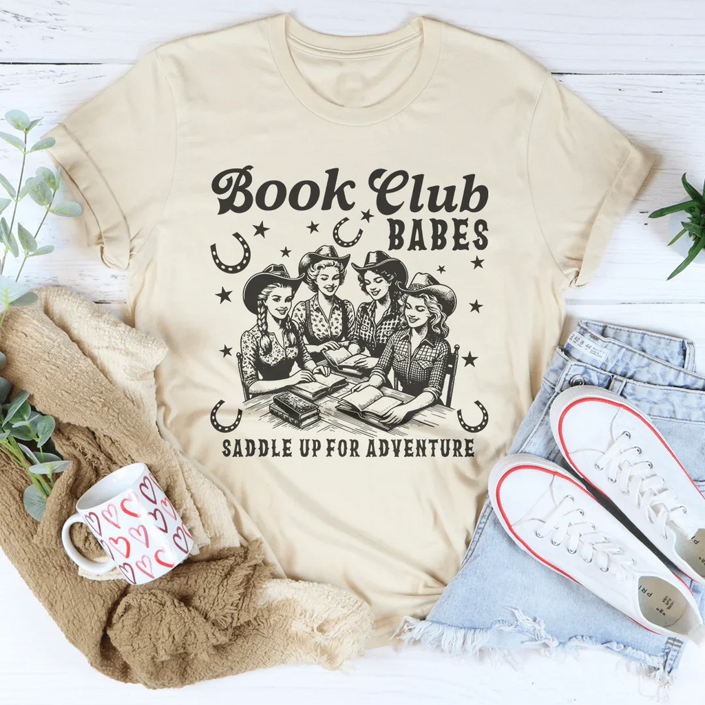 Book Club Babes Saddle Up For Adventure Tee Peachy Sunday