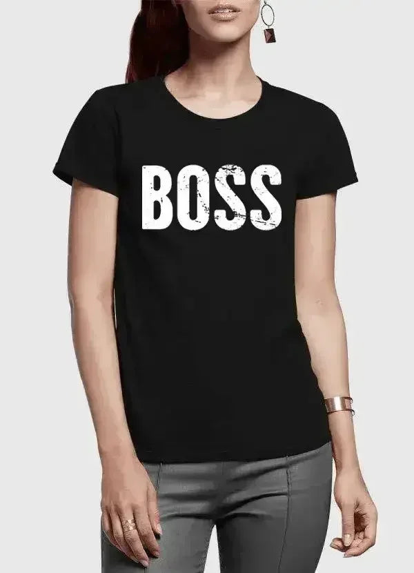 Boss Half Sleeves Women's T-shirt | Super Soft 100% Cotton - SJB-DIAMOND ELITES