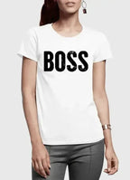 Boss Half Sleeves Women's T-shirt | Super Soft 100% Cotton - SJB-DIAMOND ELITES