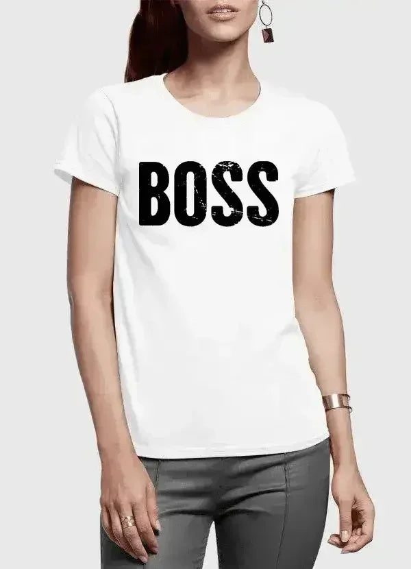 Boss Half Sleeves Women's T-shirt | Super Soft 100% Cotton - SJB-DIAMOND ELITES
