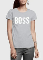 Boss Half Sleeves Women's T-shirt | Super Soft 100% Cotton - SJB-DIAMOND ELITES