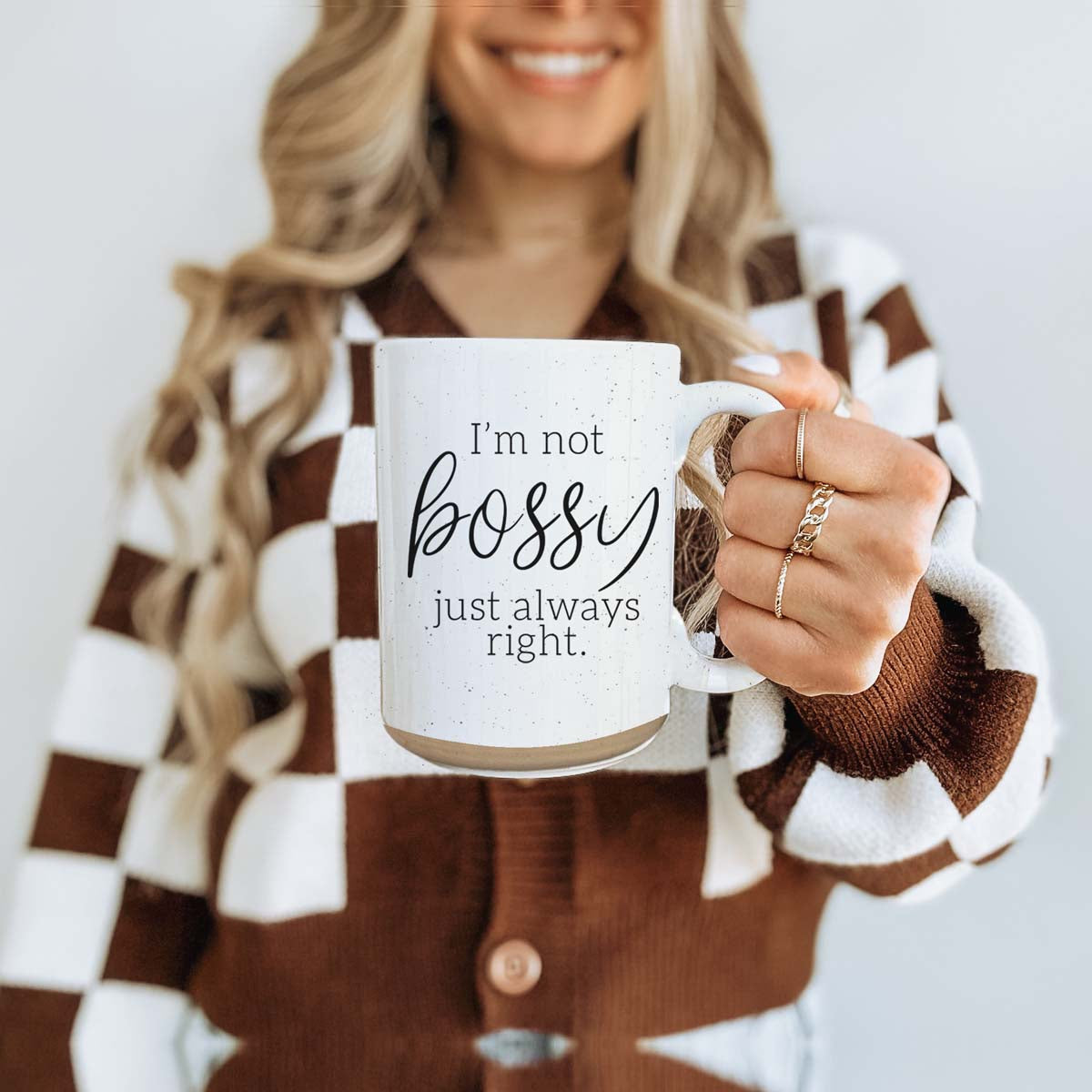 Funny 16oz Ceramic Mug I'm Not Bossy Just Always Right Coffee Gift BandsCo Straps