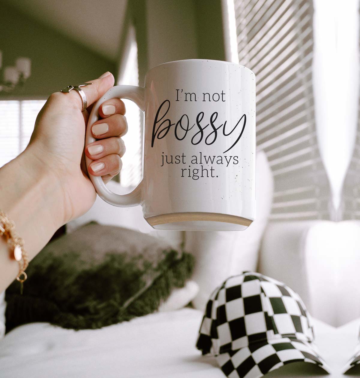 Funny 16oz Ceramic Mug I'm Not Bossy Just Always Right Coffee Gift BandsCo Straps