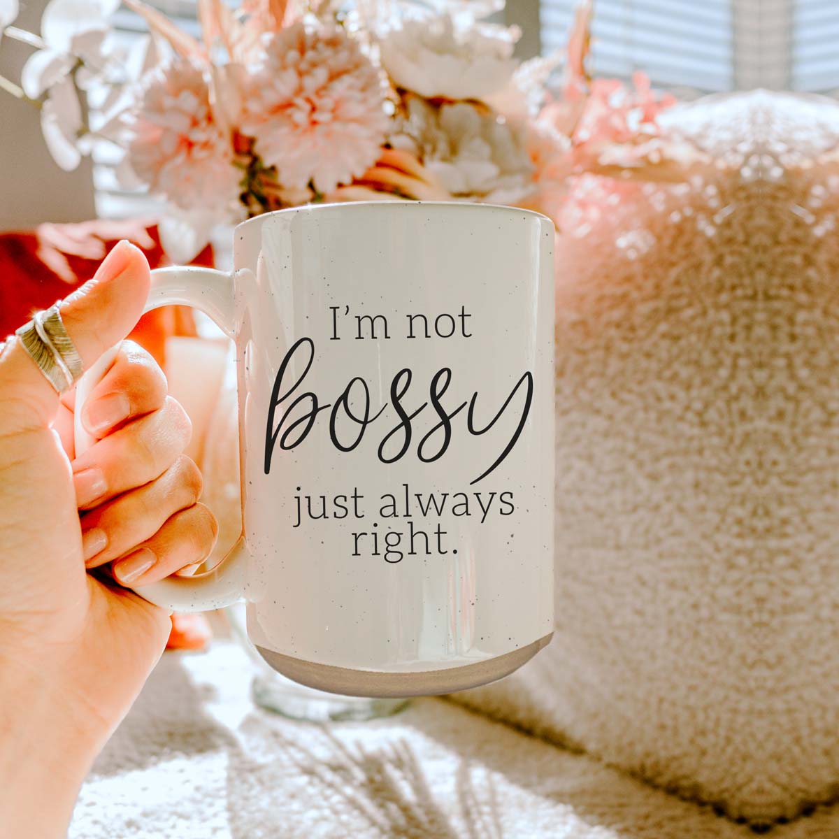 Funny 16oz Ceramic Mug I'm Not Bossy Just Always Right Coffee Gift BandsCo Straps