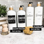 32oz White Plastic Refillable Dispenser Bottles - Reusable Soap Lotion Pump BandsCo Straps