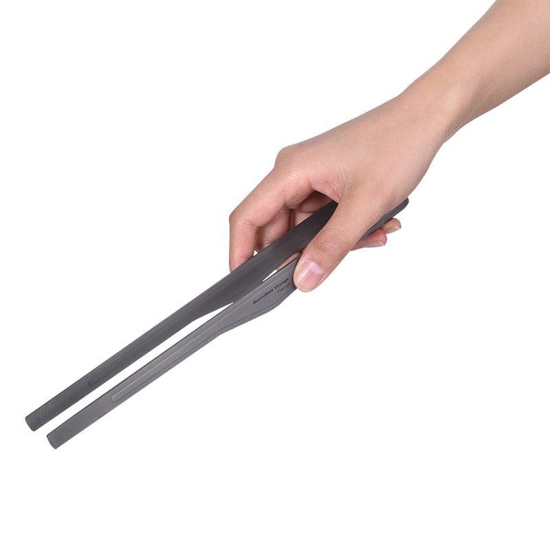 Boundless Kitchen Tong Titanium Barbecue Clip Grill BBQ Tongs Fried Steak Salad Meat Cooking Kit Ice Cup Clamp Tweezer BBQ Tongs Lightweight Portable Safe BBQ Tongs Stevvex