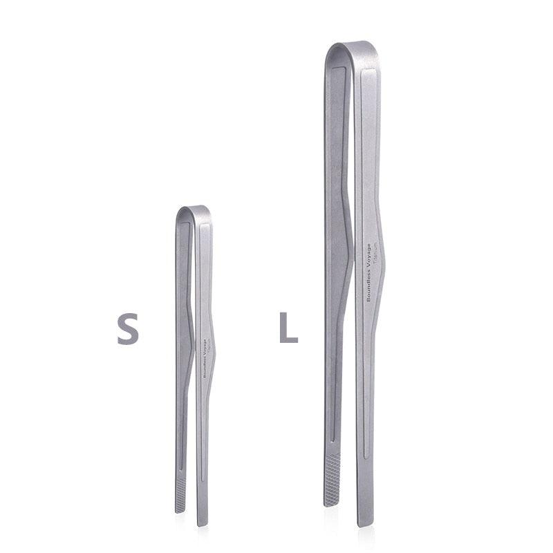 Boundless Kitchen Tong Titanium Barbecue Clip Grill BBQ Tongs Fried Steak Salad Meat Cooking Kit Ice Cup Clamp Tweezer BBQ Tongs Lightweight Portable Safe BBQ Tongs Stevvex