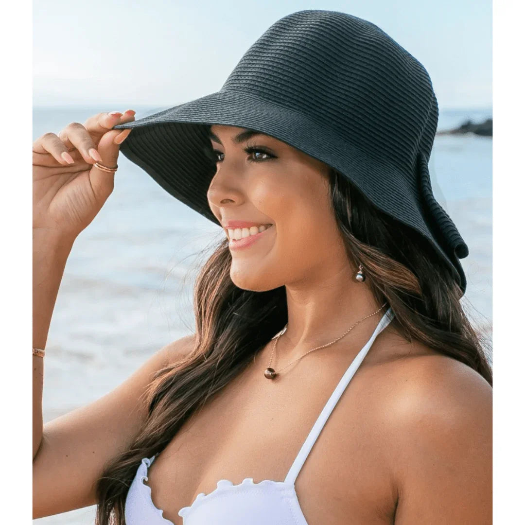 Bow Back Straw Bucket Hat Peachy Sunday