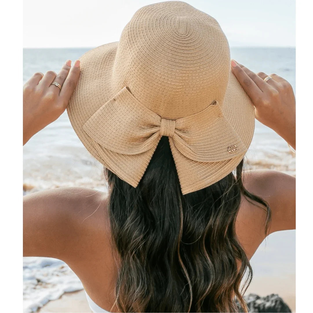 Bow Back Straw Bucket Hat Peachy Sunday