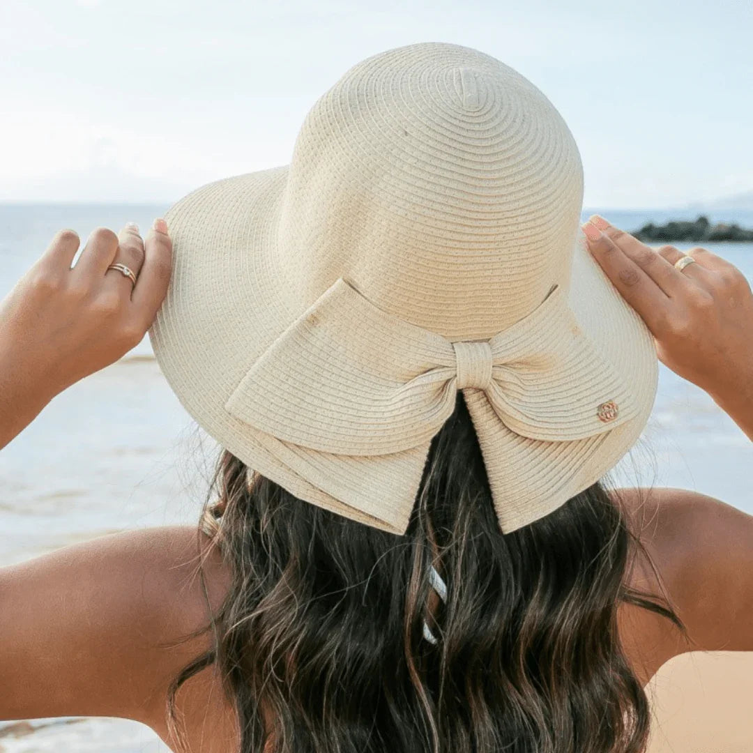 Bow Back Straw Bucket Hat Peachy Sunday