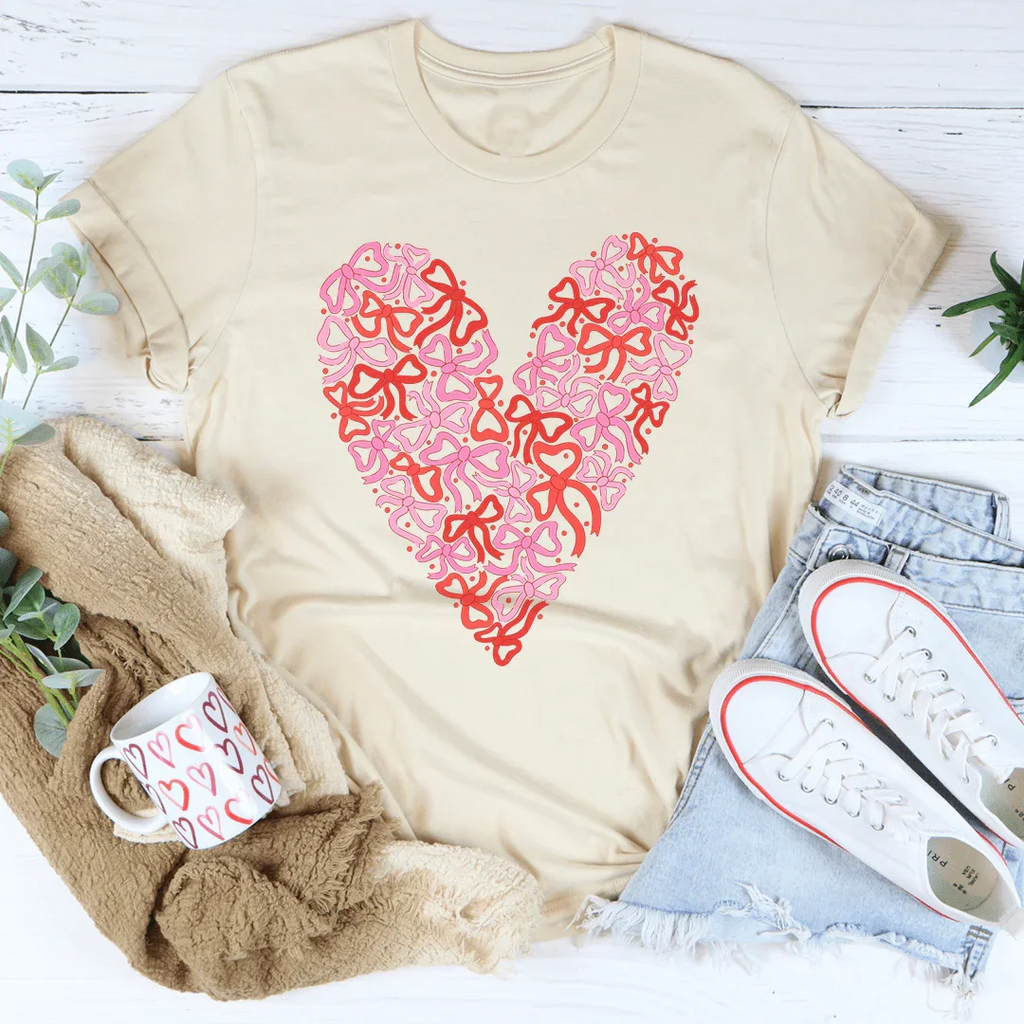 Bow Heart Tee Peachy Sunday