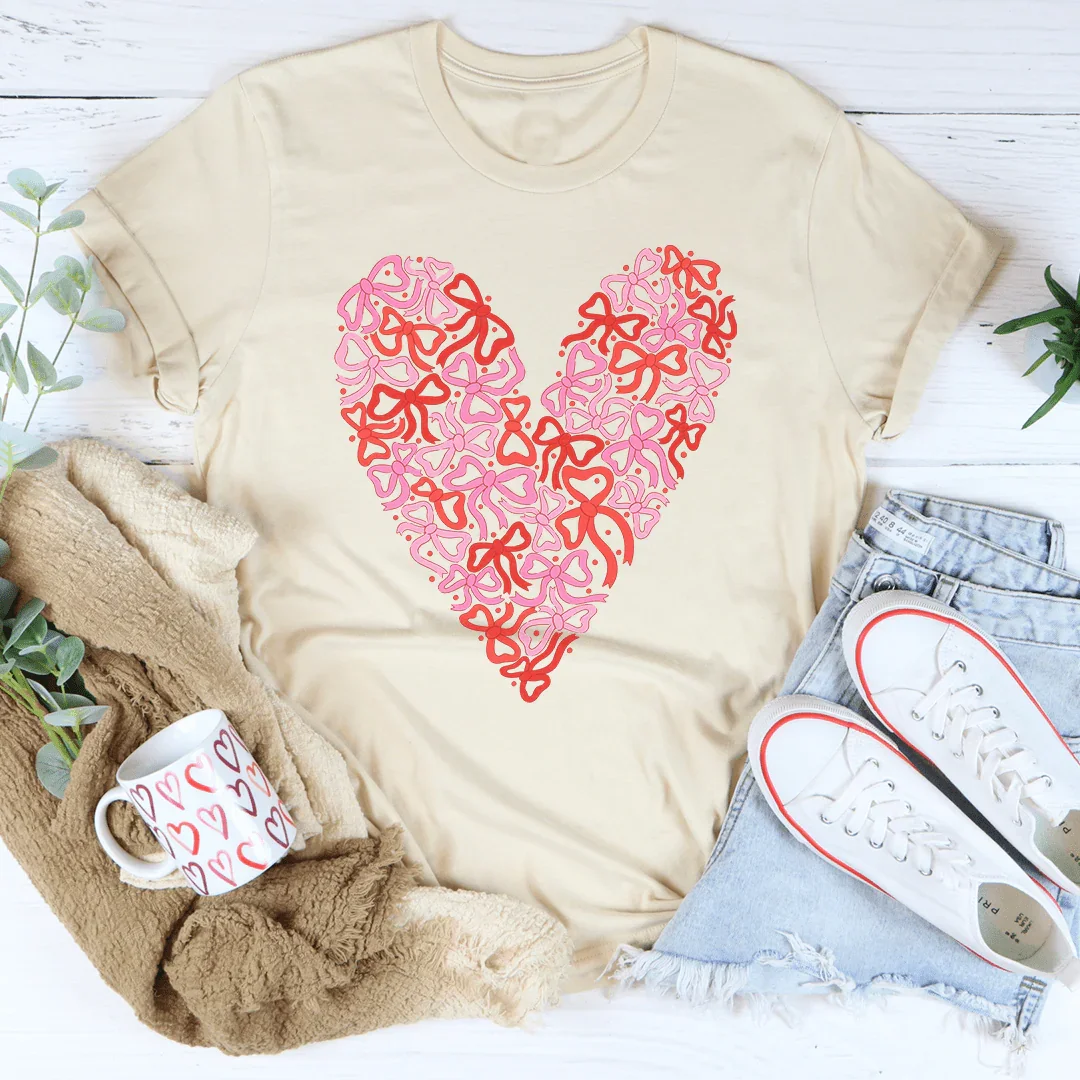 Bow Heart Tee Peachy Sunday