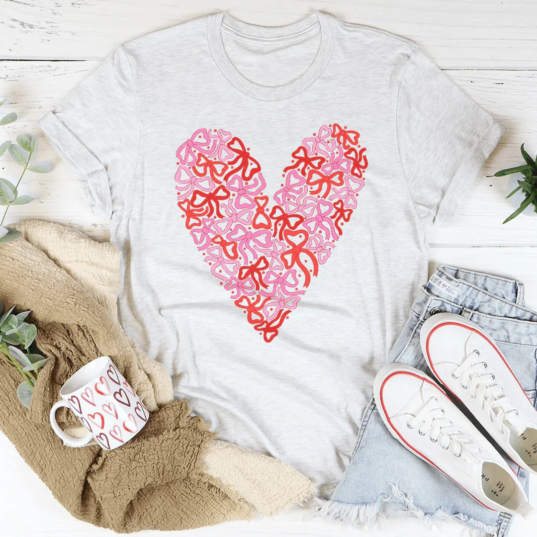 Bow Heart Tee Peachy Sunday