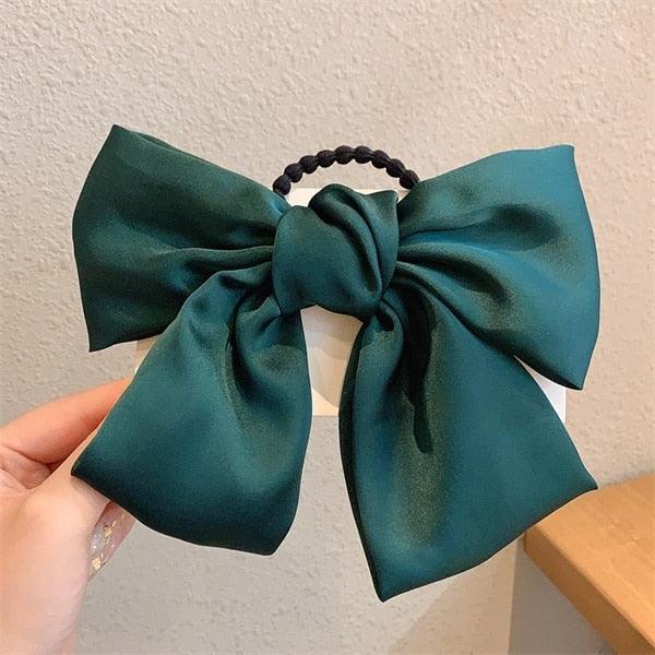 Bow-Knot Elastic Hair Bands Accessories Fashion Hair Band Long Ribbon Bow Ponytail Hair Tie Scrunchies Ponytail Holder Accessories for Women And Girls Stevvex