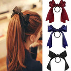 Bow-Knot Elastic Hair Bands Accessories Fashion Hair Band Long Ribbon Bow Ponytail Hair Tie Scrunchies Ponytail Holder Accessories for Women And Girls Stevvex