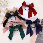 Bow-Knot Elastic Hair Bands Accessories Fashion Hair Band Long Ribbon Bow Ponytail Hair Tie Scrunchies Ponytail Holder Accessories for Women And Girls Stevvex