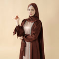 Bow Tie Sleeve Abaya Set With Long-sleeve Inner Dress (MOA026) - SJB-DIAMOND ELITES