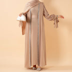 Bow Tie Sleeve Abaya Set With Long-sleeve Inner Dress (MOA026) - SJB-DIAMOND ELITES