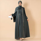 Bow Tie Sleeve Abaya Set With Long-sleeve Inner Dress (MOA026) - SJB-DIAMOND ELITES
