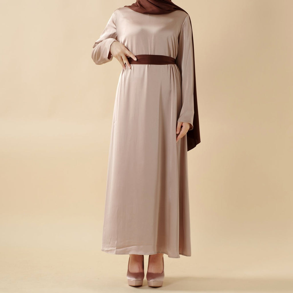 Bow Tie Sleeve Abaya Set With Long-sleeve Inner Dress (MOA026) - SJB-DIAMOND ELITES