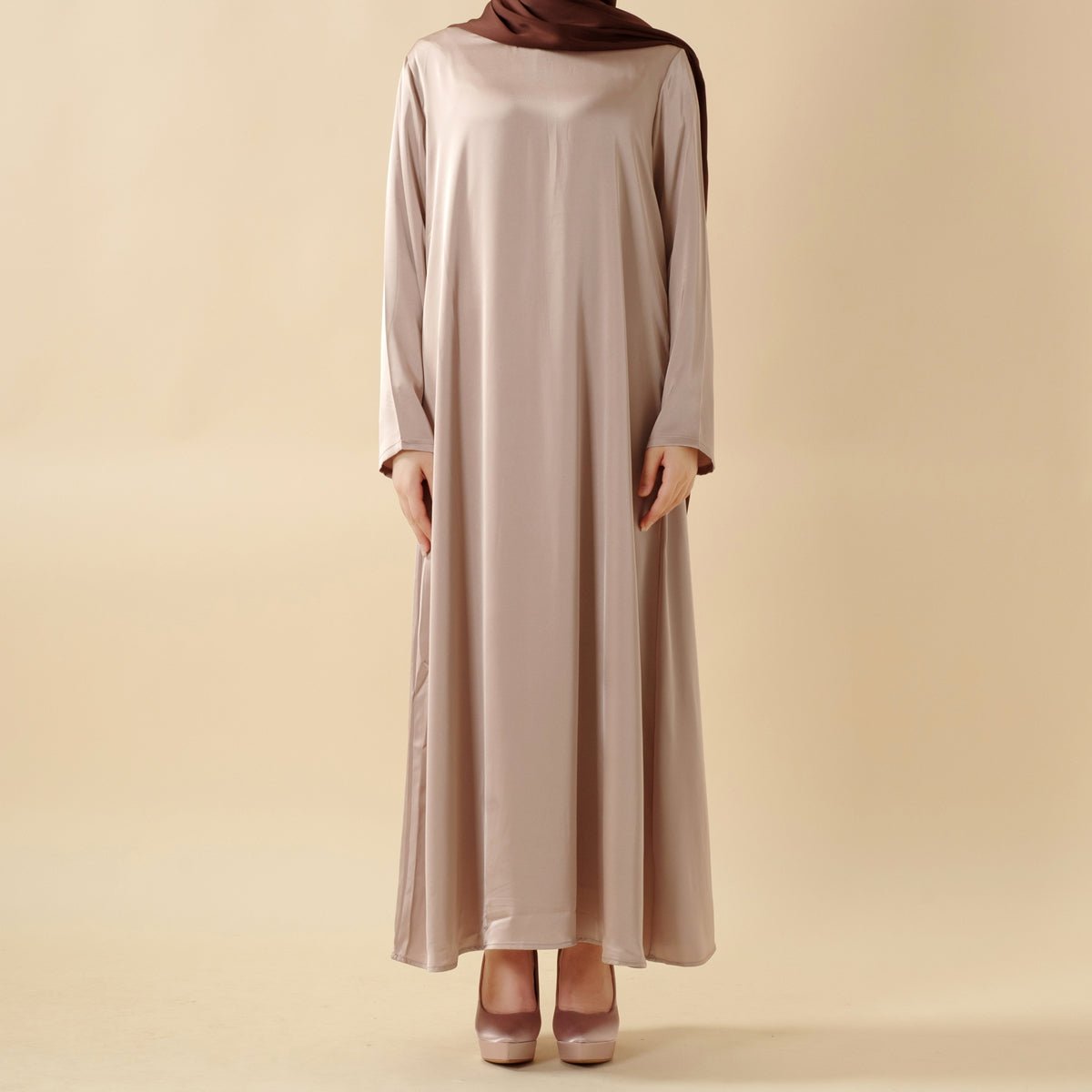 Bow Tie Sleeve Abaya Set With Long-sleeve Inner Dress (MOA026) - SJB-DIAMOND ELITES