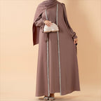 Bow Tie Sleeve Abaya Set With Long-sleeve Inner Dress (MOA026) - SJB-DIAMOND ELITES