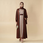 Bow Tie Sleeve Abaya Set With Long-sleeve Inner Dress (MOA026) - SJB-DIAMOND ELITES