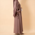 Bow Tie Sleeve Abaya Set With Long-sleeve Inner Dress (MOA026) - SJB-DIAMOND ELITES