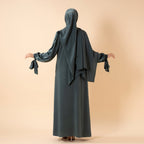 Bow Tie Sleeve Abaya Set With Long-sleeve Inner Dress (MOA026) - SJB-DIAMOND ELITES
