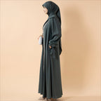 Bow Tie Sleeve Abaya Set With Long-sleeve Inner Dress (MOA026) - SJB-DIAMOND ELITES