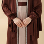 Bow Tie Sleeve Abaya Set With Long-sleeve Inner Dress (MOA026) - SJB-DIAMOND ELITES