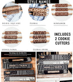 Boxed Rolling Pin Set - 5 Patterned Baking Pins, Kids Friendly, Wooden