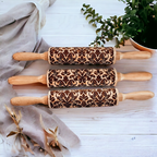 Boxed Rolling Pin Set - 5 Patterned Baking Pins, Kids Friendly, Wooden