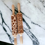 Boxed Rolling Pin Set - 5 Patterned Baking Pins, Kids Friendly, Wooden