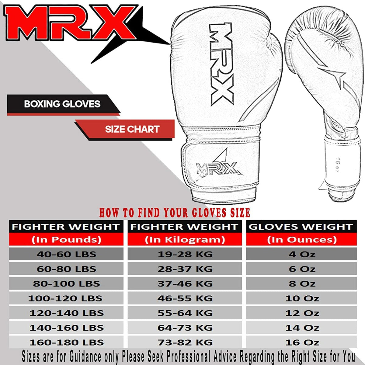 MRX Boxing Gloves Fighting Sparring Training Adult Junior Black Red Blue - SJB-DIAMOND ELITES
