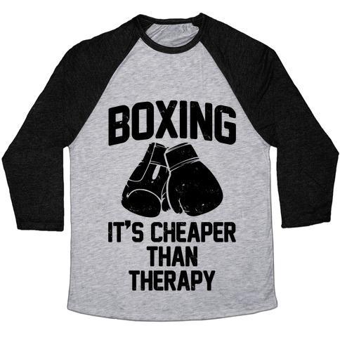 BOXING IT'S CHEAPER THAN THERAPYTRI-BLEND BASEBALL TEE - SJB-DIAMOND ELITES