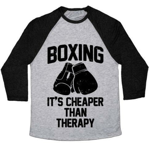BOXING IT'S CHEAPER THAN THERAPYTRI-BLEND BASEBALL TEE - SJB-DIAMOND ELITES