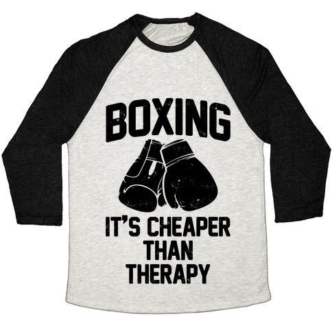 BOXING IT'S CHEAPER THAN THERAPYTRI-BLEND BASEBALL TEE - SJB-DIAMOND ELITES