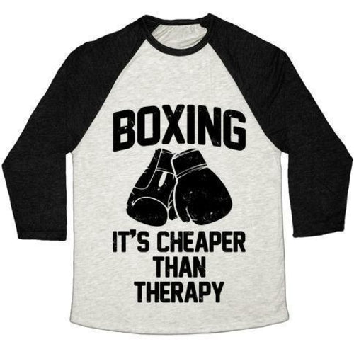 BOXING IT'S CHEAPER THAN THERAPYTRI-BLEND BASEBALL TEE - SJB-DIAMOND ELITES