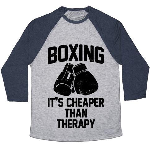 BOXING IT'S CHEAPER THAN THERAPYTRI-BLEND BASEBALL TEE - SJB-DIAMOND ELITES