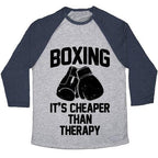 BOXING IT'S CHEAPER THAN THERAPYTRI-BLEND BASEBALL TEE - SJB-DIAMOND ELITES