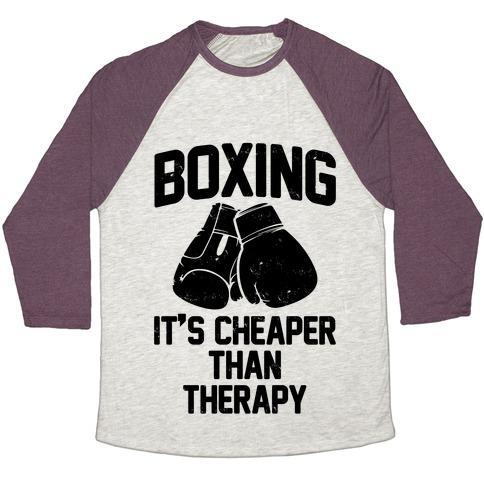 BOXING IT'S CHEAPER THAN THERAPYTRI-BLEND BASEBALL TEE - SJB-DIAMOND ELITES