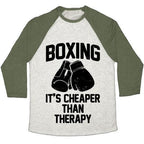 BOXING IT'S CHEAPER THAN THERAPYTRI-BLEND BASEBALL TEE - SJB-DIAMOND ELITES