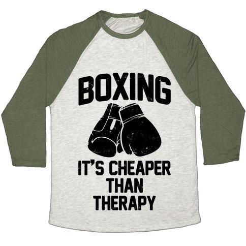 BOXING IT'S CHEAPER THAN THERAPYTRI-BLEND BASEBALL TEE - SJB-DIAMOND ELITES